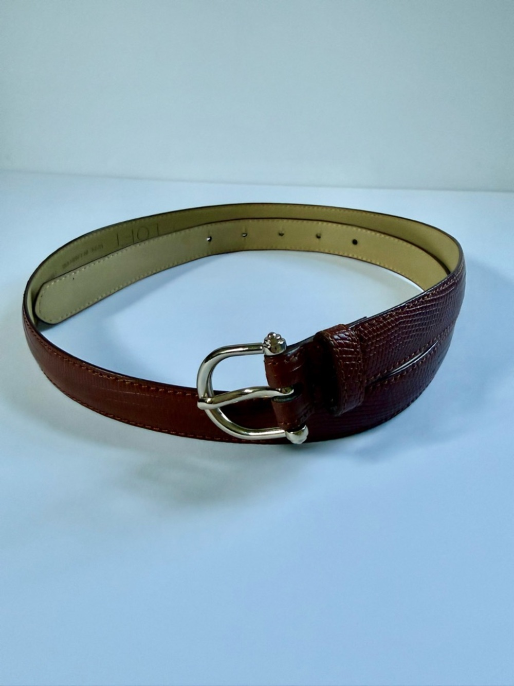 LOFT Brown Textured Belt with Silver Buckle